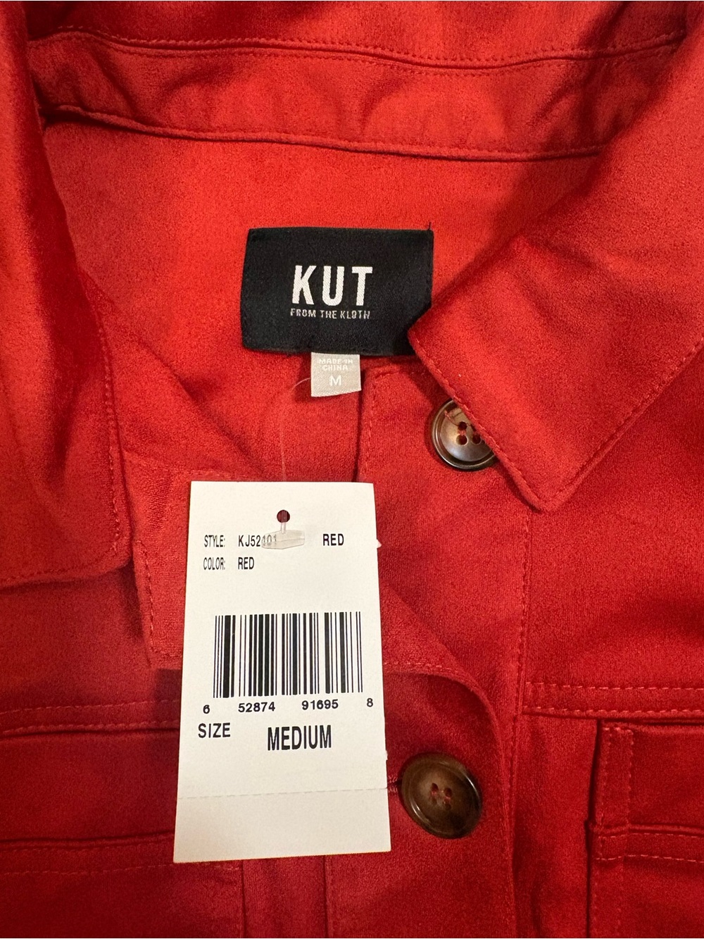 Kut from the Kloth Red Button-Up Jean Jacket - Picture 2 of 3